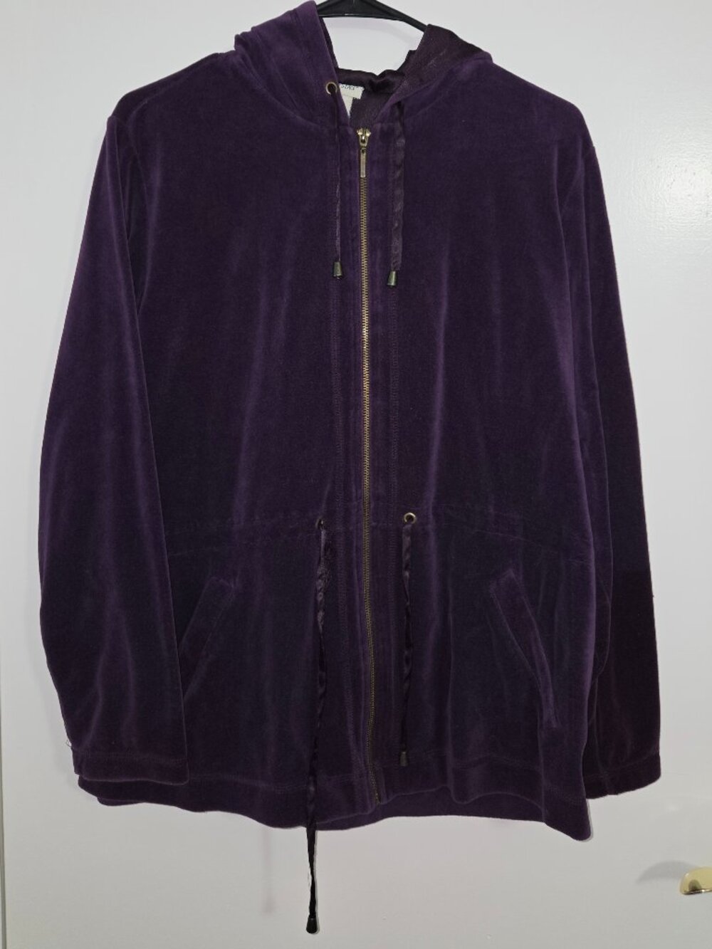 White Stag Dark Purple Drawstring Zipper Jacket Size Large